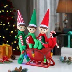 Hot Musical Tabletop Elves In Sleigh Musical Decor