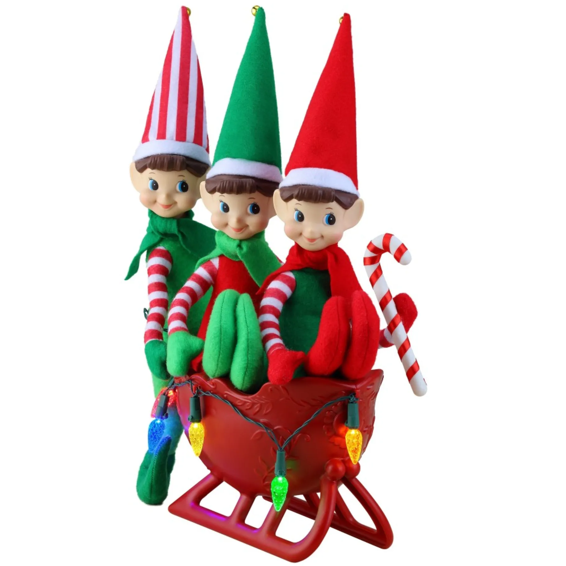 Hot Musical Tabletop Elves In Sleigh Musical Decor