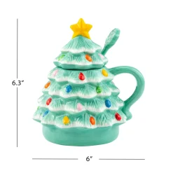 Shop Nostalgic Ceramic Tree Lidded Mug With Spoon - Seafoam Mugs