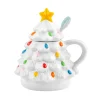 Sale Nostalgic Ceramic Tree Lidded Mug With Spoon - White Mugs