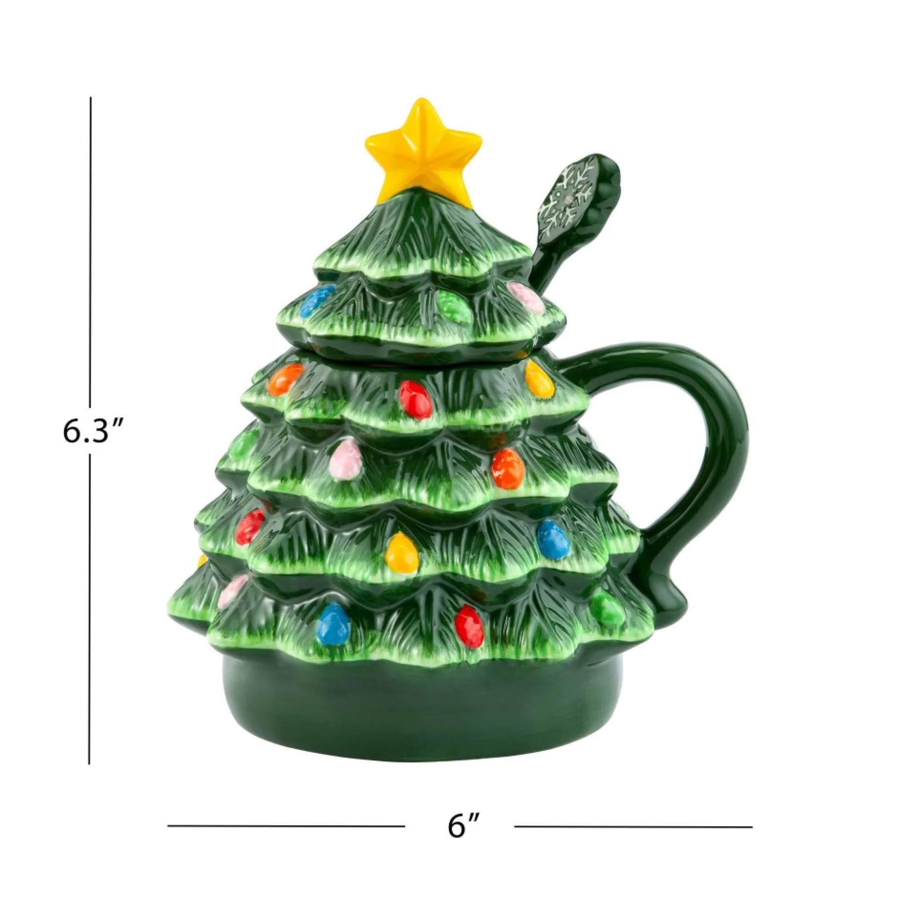 Outlet Nostalgic Ceramic Tree Lidded Mug With Spoon - Green Green Ceramic Trees
