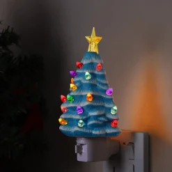 Discount Nostalgic Ceramic Tree Nightlight - Blue Night Lights