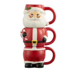 Online 12Oz Set Of 3 Ceramic Stacking Mugs - Santa Mugs