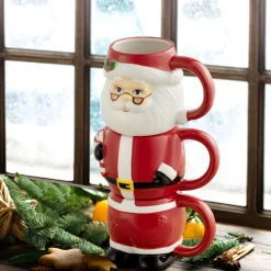 Online 12Oz Set Of 3 Ceramic Stacking Mugs - Santa Mugs