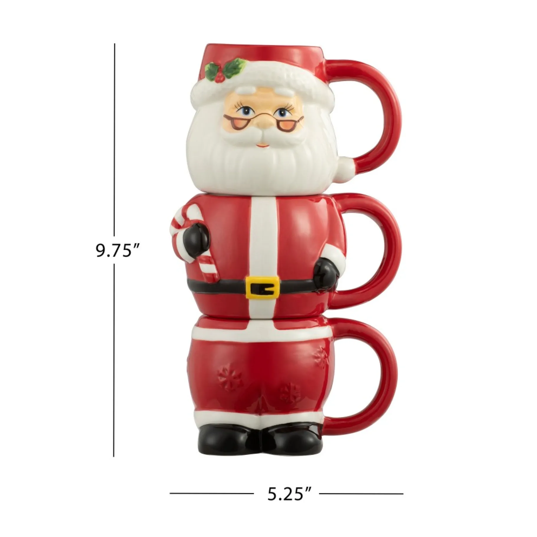Online 12Oz Set Of 3 Ceramic Stacking Mugs - Santa Mugs