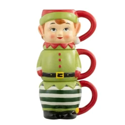 Store 12Oz Set Of 3 Ceramic Stacking Mugs - Elf Mugs