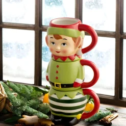 Store 12Oz Set Of 3 Ceramic Stacking Mugs - Elf Mugs