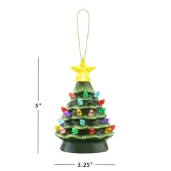 Discount Set Of 3 Nostalgic Ceramic Tree Ornaments - Green Ornaments