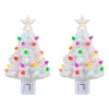 Cheap Set Of 2 Nostalgic Ceramic Tree Nightlights - White Night Lights