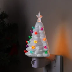 Cheap Set Of 2 Nostalgic Ceramic Tree Nightlights - White Night Lights