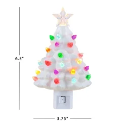 Cheap Set Of 2 Nostalgic Ceramic Tree Nightlights - White Night Lights