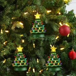Best Set Of 3 Nostalgic Ceramic Tree Ornaments - Green Green Ceramic Trees