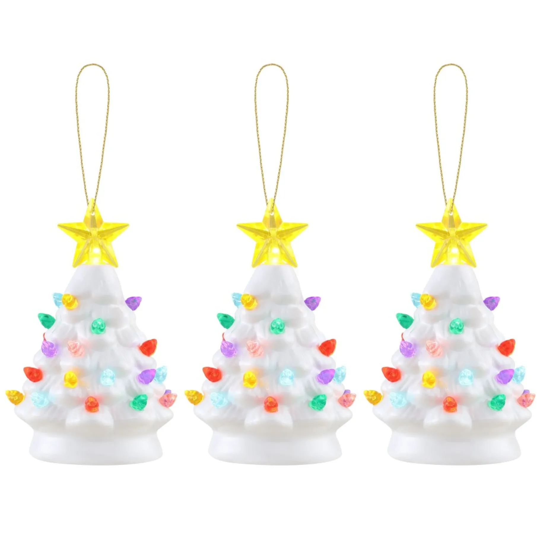 Best Set Of 3 Nostalgic Ceramic Tree Ornaments - White Ornaments